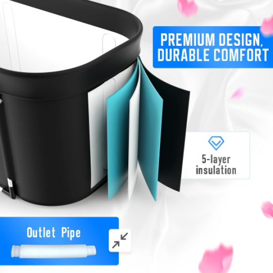 450L Portable Hot and Cold Tub, Lidless Ice Bath Tub